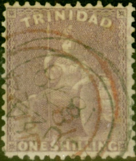 Rare Postage Stamp from Trinidad 1863 1s Lilac-Rose SG73a Fine Used