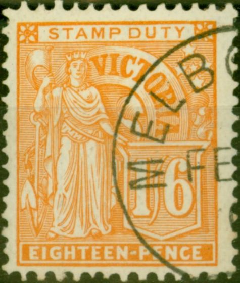 Valuable Postage Stamp Victoria 1900 1s6d Orange SG368 V.F.U