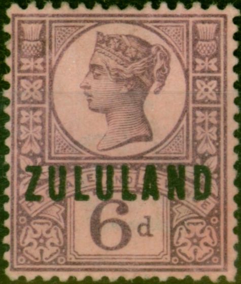 Valuable Postage Stamp Zululand 1888 6d Purple-Rose-Red SG8 Fine VLMM