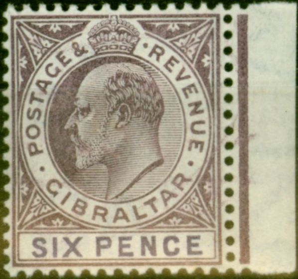 Collectible Postage Stamp from Gibraltar 1903 6d Dull Purple & Violet SG50 Fine & Fresh Lightly Mtd Mint