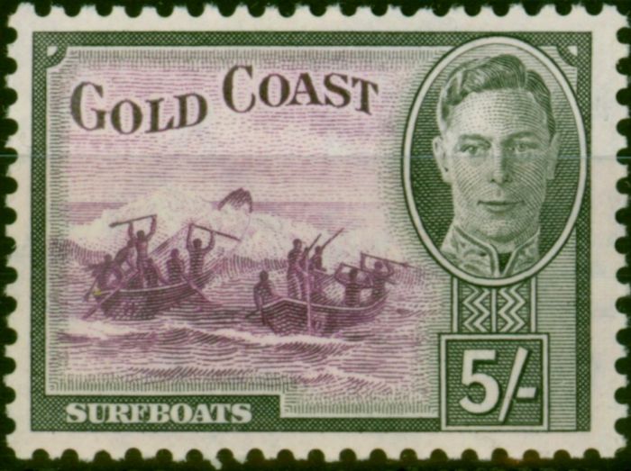 Valuable Postage Stamp Gold Coast 1948 5s Purple & Black SG145 Fine VLMM