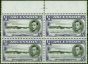 Rare Postage Stamp Ascension 1944 1/2d Black & Violet SG38ba 'Long Centre Bar to E' in V.F MNH Block of 4