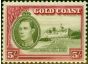 Old Postage Stamp from Gold Coast 1938 5s Olive-Green & Carmine SG131 P.12 Good MNH