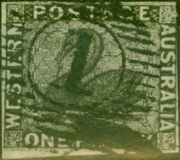 Collectible Postage Stamp from Western Australia 1854 1d Black SG1 Fine Used (2)