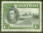 Old Postage Stamp from Gold Coast 1938 1s Black & Olive-Green SG128 Fine Lightly Mtd Mint