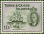 Valuable Postage Stamp from Turks & Caicos Is 1950 10s Black & Violet SG233 Fine MNH
