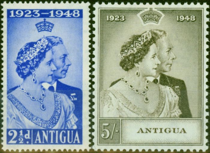Antigua 1949 RSW Set of 2 SG112-113 Fine MM King George VI (1936-1952) Collectible Royal Silver Wedding Stamp Sets
