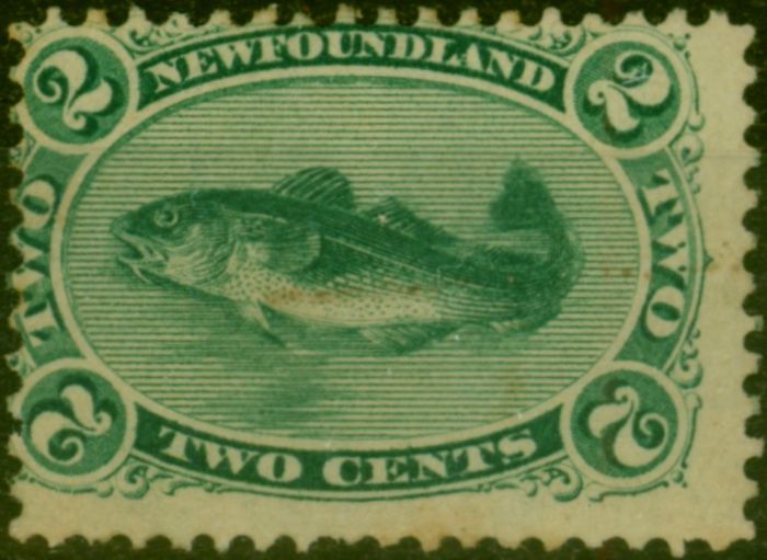 Rare Postage Stamp Newfoundland 1865 2c Yellowish-Green SG25 Good Unused Stamp