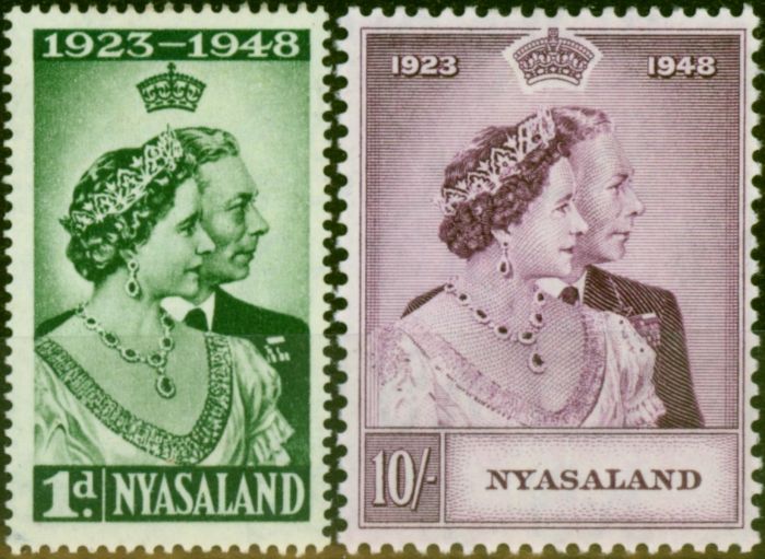 Nyasaland 1948 RSW Set of 2 SG161-162 Fine Mtd Mint King George VI (1936-1952) Collectible Royal Silver Wedding Stamp Sets
