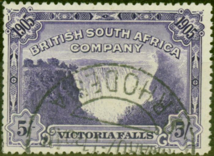 Old Postage Stamp from Rhodesia 1905 5s Violet SG99 Very Fine Used