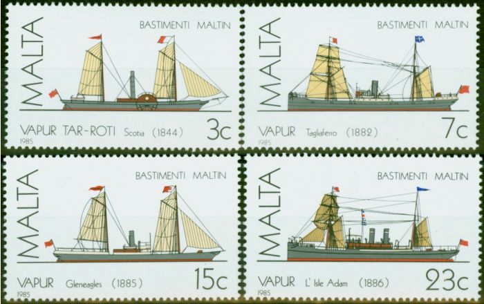 Old Postage Stamp Malta 1985 Ships 3rd Series Set of 4 SG772-775 V.F MNH