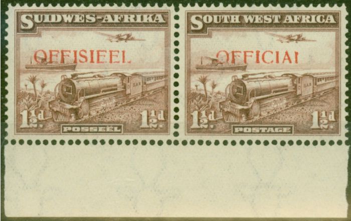Collectible Postage Stamp from South West Africa 1938 1 1/2d Purple-Brown SG017 Fine MNH