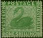 Old Postage Stamp Western Australia 1861 1s Yellow-Green SG43a Wmk Upright Fine Unused CV £1400
