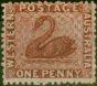Old Postage Stamp Western Australia 1863 1d Lake SG50 Fine & Fresh Unused