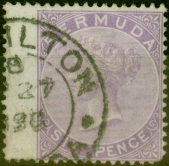 Rare Postage Stamp from Bermuda 1874 6d Dull Mauve SG7 Good Used (2)