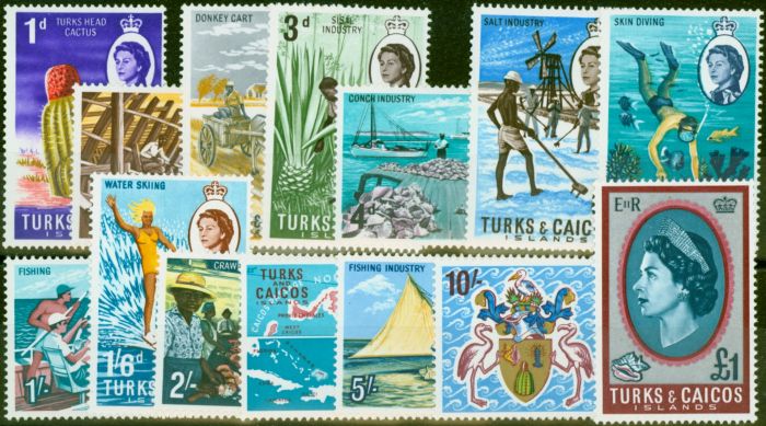 Valuable Postage Stamp from Turks & Caicos 1967 Set of 14 SG274-287 Fine Lightly Mtd Mint