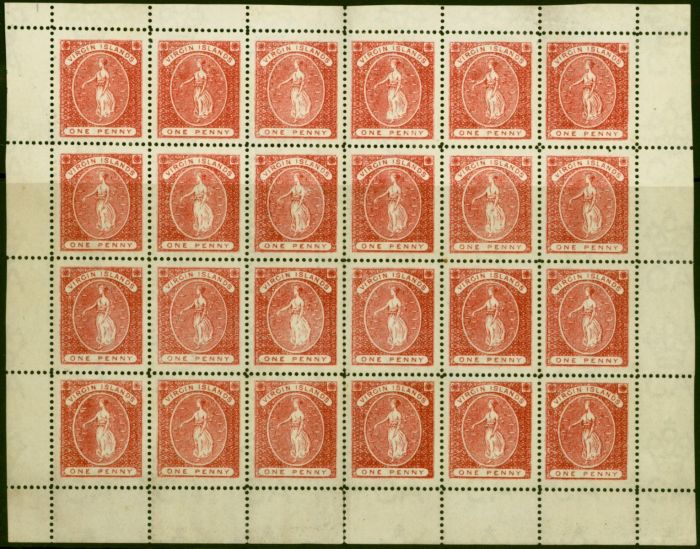 Collectible Postage Stamp Virgin Islands 1887 1d Red SG33 Fine MNH & LMM Complete Sheet of 24