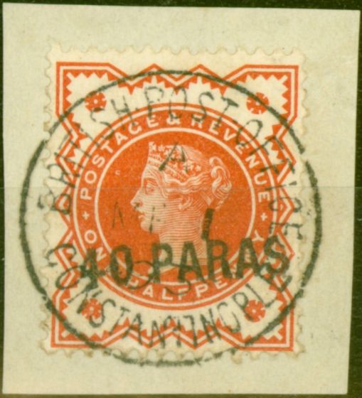 Collectible Postage Stamp from British Levant 1893 40pa on 1/2d Vermilion SG7Var 'Broken S' V.F.U. March CDS