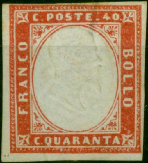 Sardinia 1860 40c Carmine SG52 Fine Unused CV £700  Queen Victoria (1840-1901) Valuable Stamps