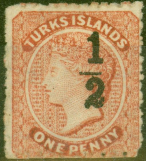 Valuable Postage Stamp from Turks & Caicos Is 1881 1/2d on 1d Dull Red SG18 Type 10 Fine Mtd Mint