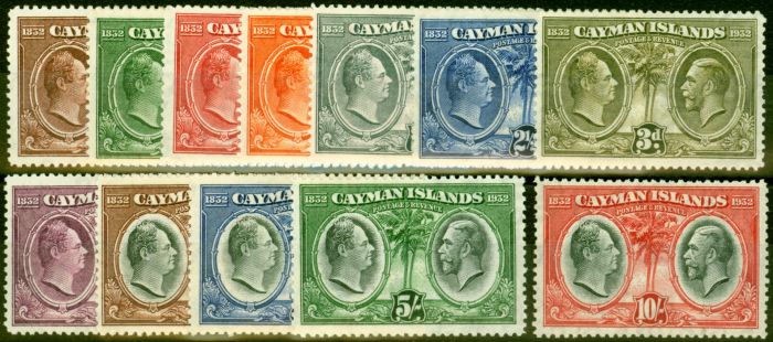 Old Postage Stamp from Cayman Islands 1932 Justices Set of 12 SG84-95 Fine & Fresh Lightly Mtd Mint