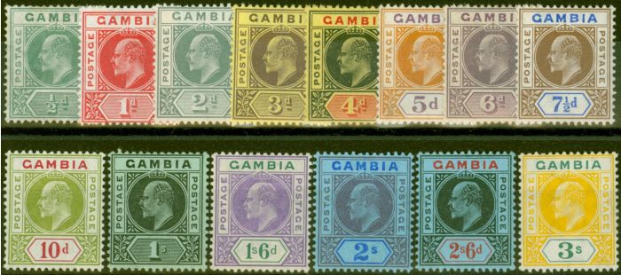 Collectible Postage Stamp from Gambia 1909 set of 14 SG72-85 V.F Very Lightly Mtd Mint