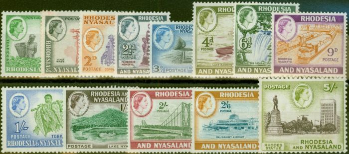 Valuable Postage Stamp from Rhodesia & Nyasland 1959-62 set of 13 to 5s SG18-29 V.F MNH