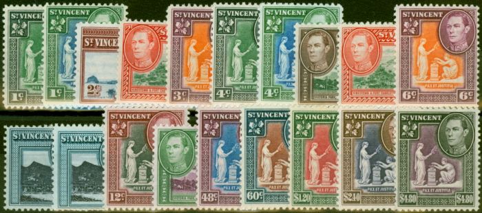 Collectible Postage Stamp St Vincent 1949-52 Set of 19 SG164-177 Fine & Fresh LMM