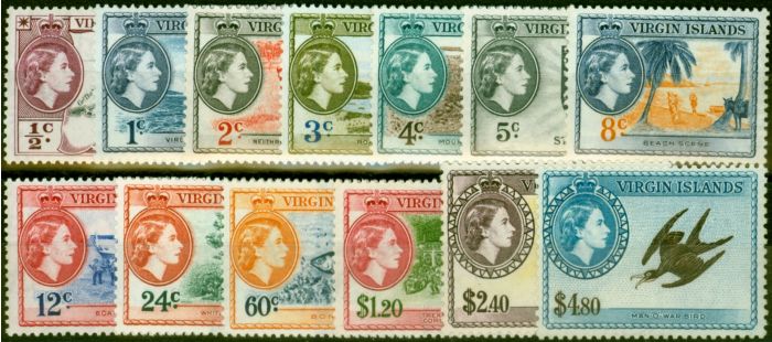 Old Postage Stamp from Virgin Islands 1956 Set of 13 SG149-161 V.F Very Lightly Mounted Mint