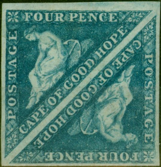 Rare Postage Stamp from Cape of Good Hope 1864 4d Blue SG19a Fine & Fresh Lightly Mtd Mint Pair