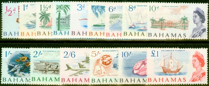 Valuable Postage Stamp from Bahamas 1965 Set of 15 SG247-261 Fine Mtd Mint