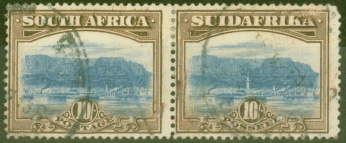 Rare Postage Stamp from South Africa 1930 10s Brt Blue & Brown SG39b P. 14 x 13.5 Ave Used