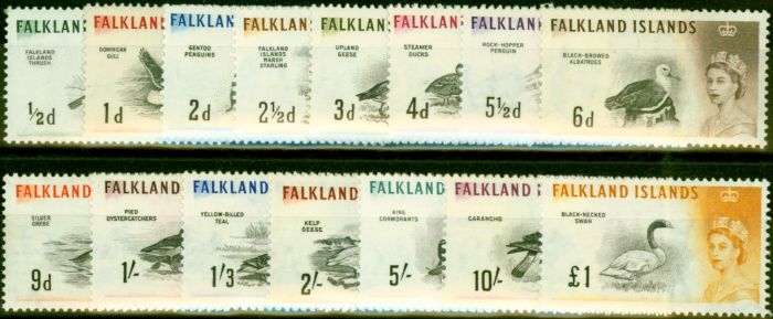 Valuable Postage Stamp from Falkland Islands 1960 Birds Set of 15 SG193-207 V.F. Very Lightly Mtd Mint