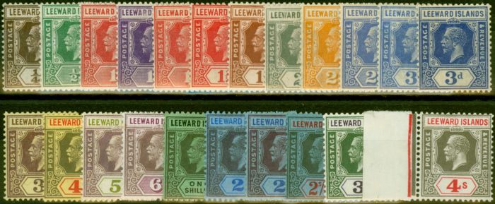 Rare Postage Stamp Leeward Islands 1921-29 Extended Set of 22 to 4s SG58-77 Fine LMM