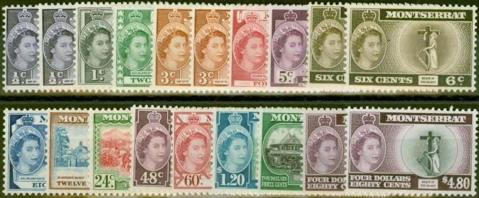 Rare Postage Stamp from Montserrat 1953-58 Extended set of 19 SG136a-149a Fine MNH