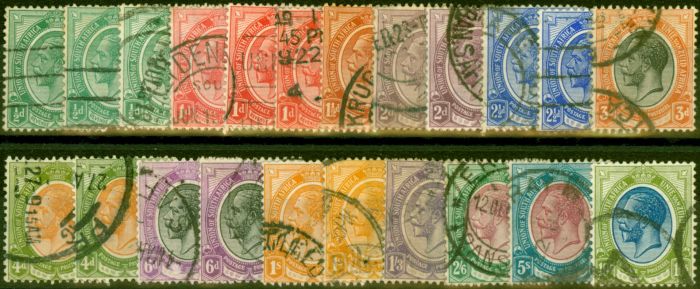 Rare Postage Stamp from South Africa 1913-24 Extended Set of 22 to 10s SG1-16 Fine Used (3)