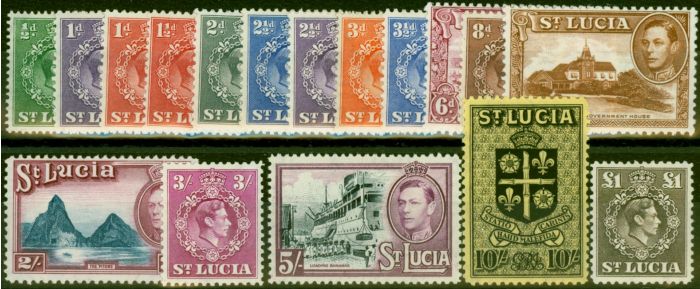 Valuable Postage Stamp St Lucia 1938-47 Set of 17 SG128a-141 Fine & Fresh LMM