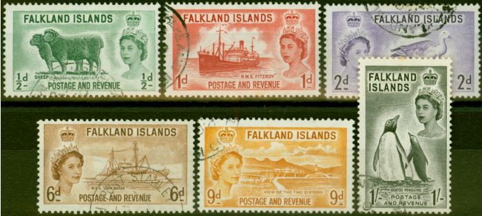 Rare Postage Stamp from Falkland Islands 1955-57 Set of 6 SG187-192 V.F.U