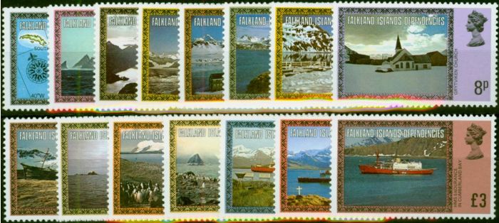 Falkland Islands Dep 1980 Pictorials Set of 15 SG74a-88a V.F MNH . Queen Elizabeth II (1952-2022) Mint Stamps