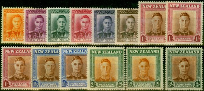 Rare Postage Stamp New Zealand 1947-52 Extended Set of 14 SG680-689 Fine MNH & MM CV £56