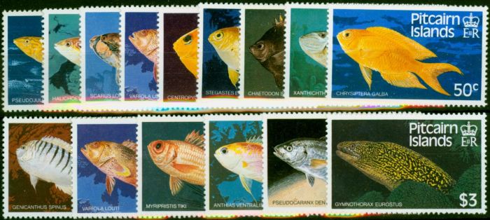 Pitcairn Islands 1984-88 Fish Set of 15 SG246-313 V.F MNH . Queen Elizabeth II (1952-2022) Mint Stamps