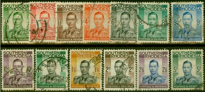 Collectible Postage Stamp Southern Rhodesia 1937 Set of 13 SG40-52 Fine Used Stamp