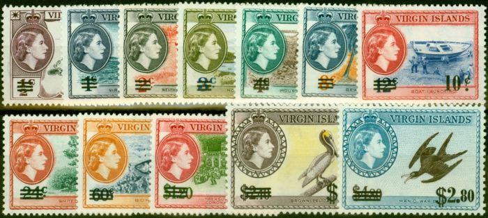 Old Postage Stamp from Virgin Islands 1962 Surcharge Set of 12 SG162-173 Fine Very Lightly Mtd Mint
