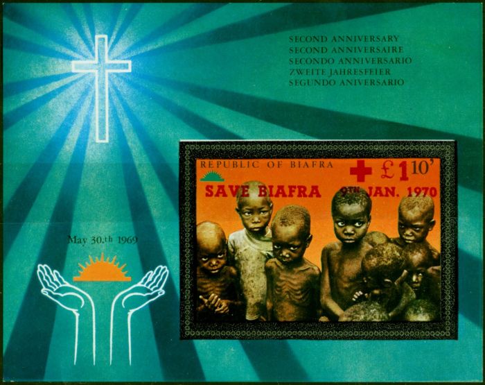 Collectible Postage Stamp Biafra 1970 2nd Anniv Independence Mini Sheet Opt 'Save Biafra' V.F MNH