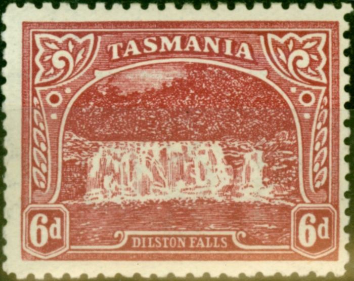 Old Postage Stamp from Tasmania 1910 6d Dull Carmine-Red SG254cb P.11 Fine Mtd Mint
