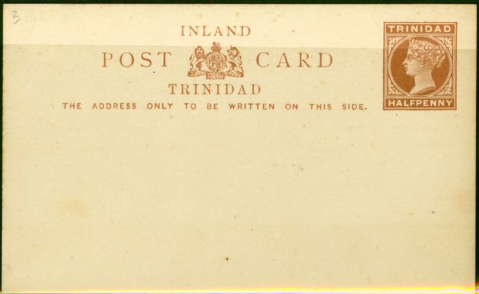 Rare Postage Stamp from Trinidad 1884 1/2d Postcard Fine & Fresh