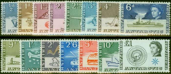 Valuable Postage Stamp B.A.T 1963 Set of 15 to 1st £1 SG1-15 Fine LMM