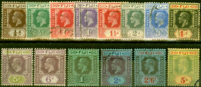 Rare Postage Stamp from Fiji 1922-27 Set of 14 SG228-241 Good Used
