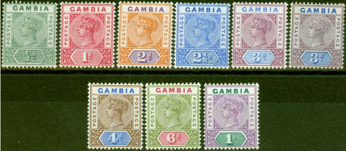 Rare Postage Stamp from Gambia 1898-1902 Extended Set of 9 SG37-44 V.F & Fresh Mtd Mint CV £230+
