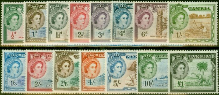 Valuable Postage Stamp Gambia 1953 Set of 15 SG171-185 Fine & Fresh MM